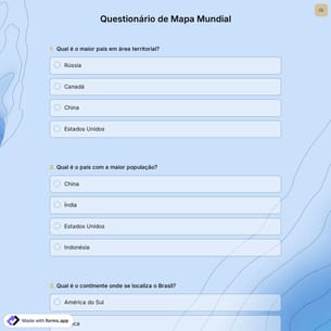 Questionário de Mapa Mundial