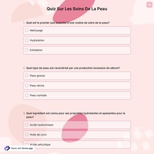 Quiz Sur Les Soins de La Peau