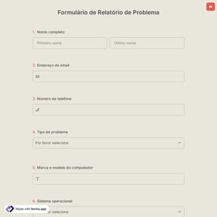 Formulário de Relatório de Problema