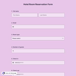 Hotel Room Reservation Form