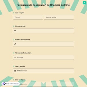 Formulaire De Réservation De Chambre de Hôtel