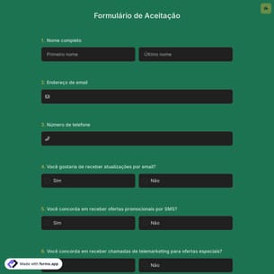 Formulário de Aceitação