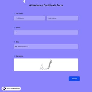 Attendance Certificate Form
