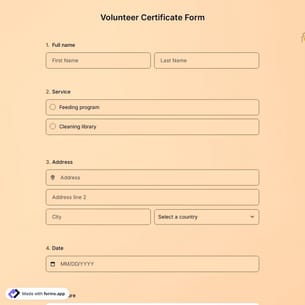Volunteer Certificate Form