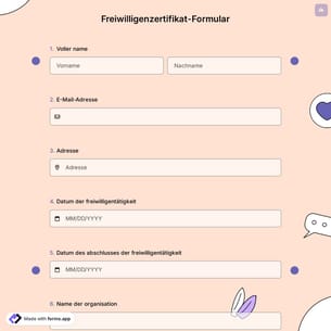 Freiwilligenzertifikat-Formular