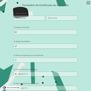 Formulário de Certificado de Voluntário
