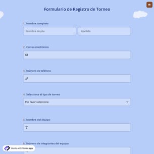 Formulario de Registro de Torneo