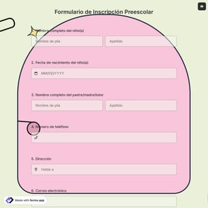 Formulario de Inscripción Preescolar