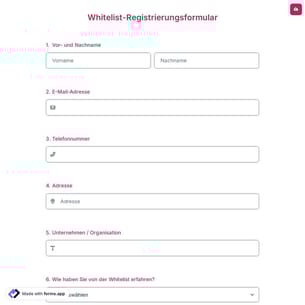 Whitelist-Registrierungsformular