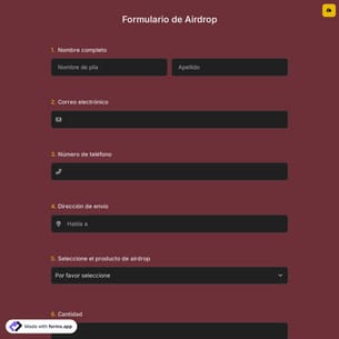 Formulario de Airdrop