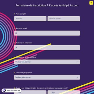 Formulaire de Inscription À L'accès Anticipé Au Jeu