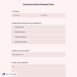 Insurance Quote Request Form