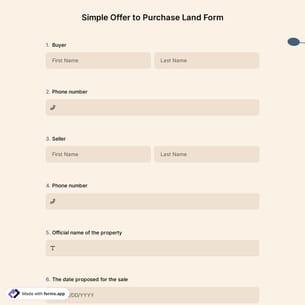 Simple Offer to Purchase Land Form