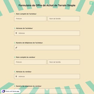 Formulaire de Offre de Achat de Terrain Simple