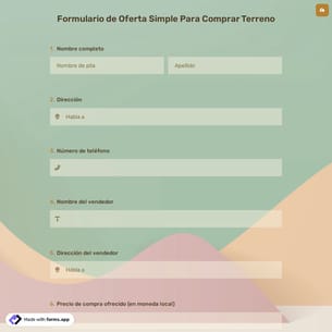 Formulario de Oferta Simple Para Comprar Terreno