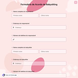 Formulário de Acordo de Babysitting
