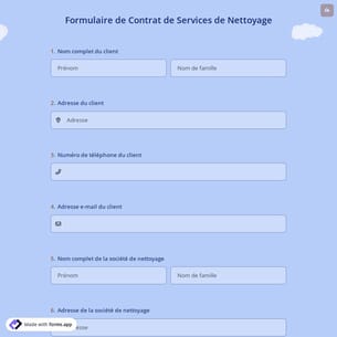 Formulaire de Contrat de Services de Nettoyage