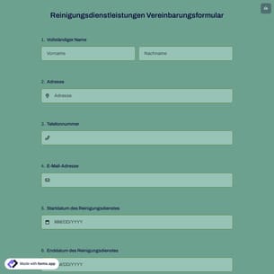 Reinigungsdienstleistungen Vereinbarungsformular