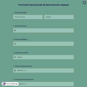 Formulario de Acuerdo de Servicios de Limpieza