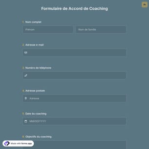 Formulaire de Accord de Coaching