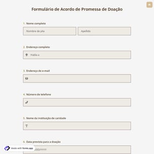 Formulário de Acordo de Promessa de Doação