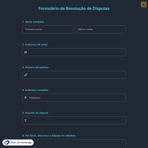 Formulário de Resolução de Disputas