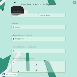 Formulaire de Accord de Règlement
