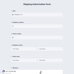 Shipping Authorization Form