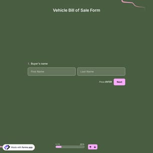 Vehicle Bill of Sale Form