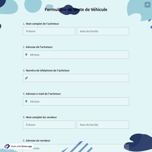 Formulaire de Vente de Véhicule