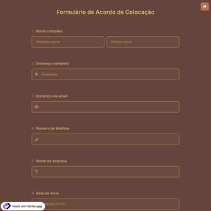 Formulário de Acordo de Colocação