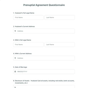 Prenuptial Agreement Questionnaire