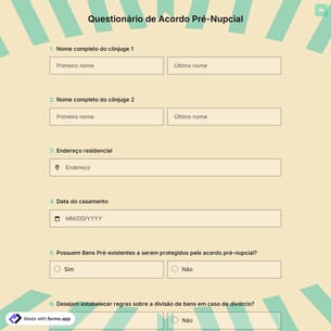 Questionário de Acordo Pré-Nupcial