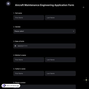 Aircraft Maintenance Engineering Application Form