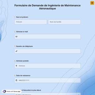 Formulaire de Demande de Ingénierie de Maintenance Aéronautique