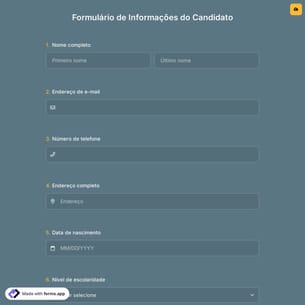 Formulário de Informações do Candidato