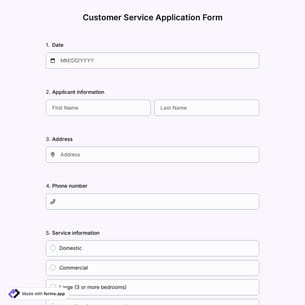 Customer Service Application Form