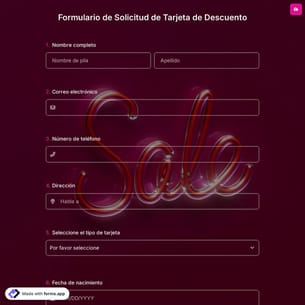 Formulario de Solicitud de Tarjeta de Descuento
