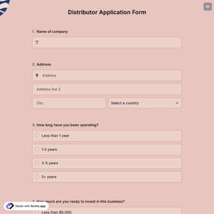 Distributor Application Form