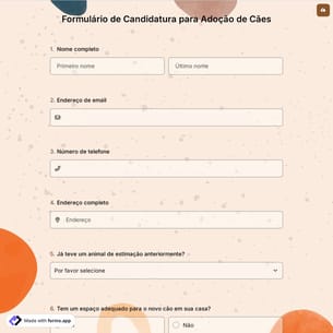 Formulário de Candidatura para Adoção de Cães