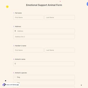 Emotional Support Animal Form