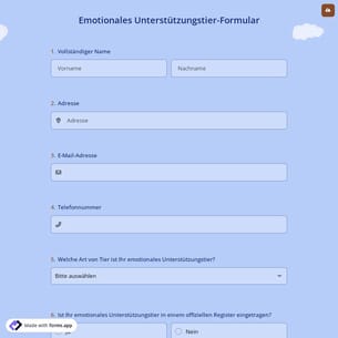 Emotionales Unterstützungstier-Formular