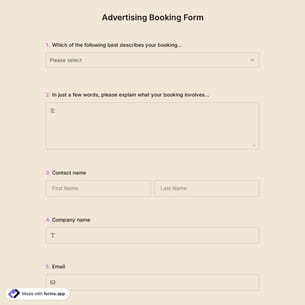 Advertising Booking Form