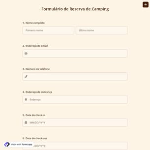 Formulário de Reserva de Camping