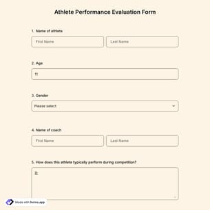 Athlete Performance Evaluation Form