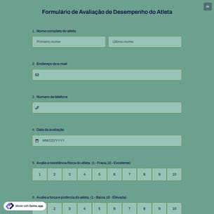 Formulário de Avaliação de Desempenho do Atleta