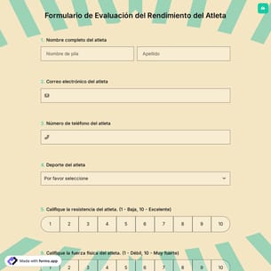 Formulario de Evaluación del Rendimiento del Atleta