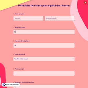 Formulaire de Plainte pour Egalité des Chances