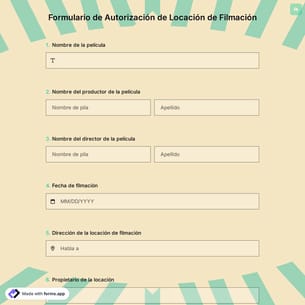 Formulario de Autorización de Locación de Filmación