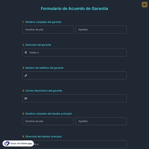 Formulario de Acuerdo de Garantía